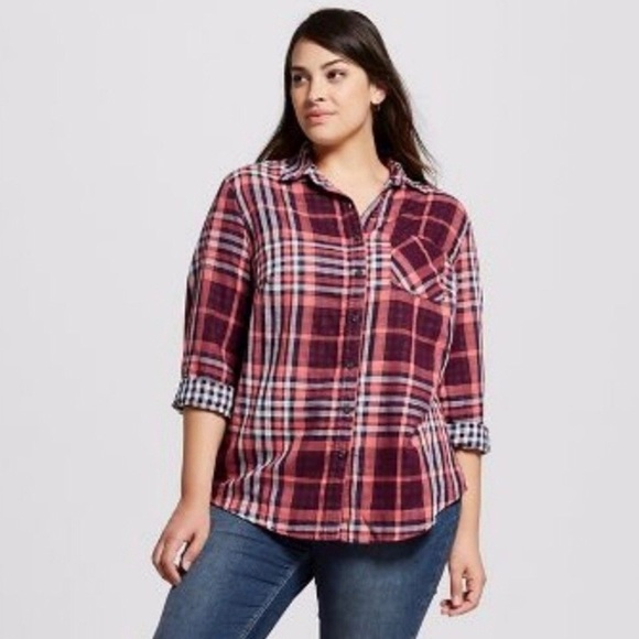 Ava & Viv Tops - Ava & Viv Button Down Plaid Shirt Size 2X